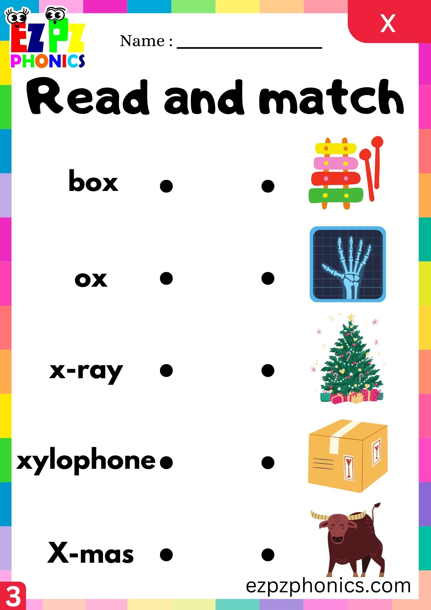 Letter x Read and Match the Words with the Images Group 3